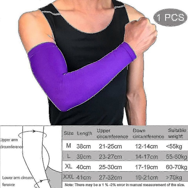Andningsbara, snabbtorkande, UV-resistenta löparärmar, basketarmbågsskydd, träningsarmbågsskydd HY A Purple M