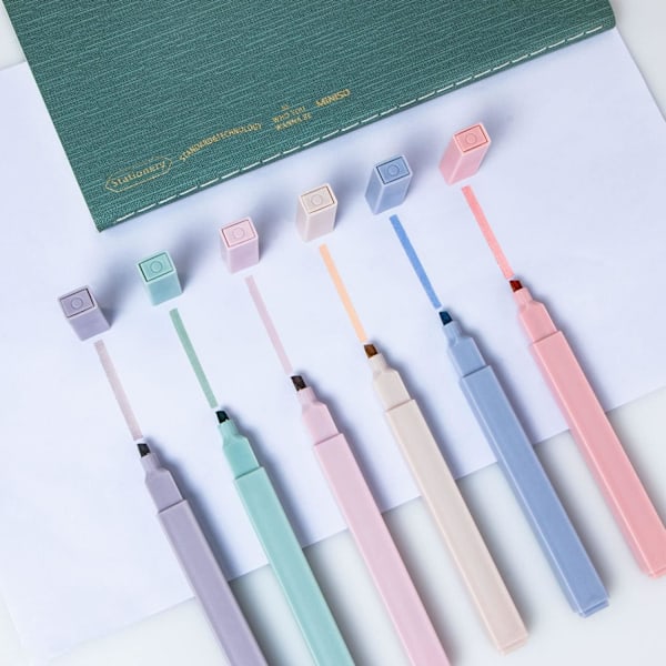 Overstregningstusser, milde assorterede farver, æstetiske søde pastel overstregningstusser med mejselspids, ingen blødning, hurtigtørrende, lette at bruge