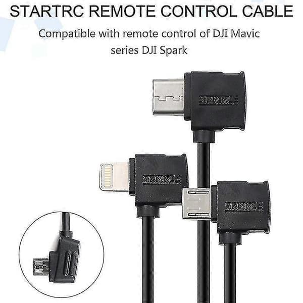 Startrc 10cm Usb-c / Type-c - Micro Usb -muuntosovitin Datakaapeli Dji Mavic Mini / Air, Shark -kaukosäätimelle (musta)