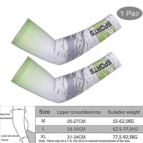 Andningsbara, snabbtorkande, UV-resistenta löparärmar, basketarmbågsskydd, träningsarmbågsskydd HY C Green M