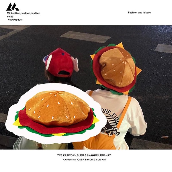 Rolig Halloween-hatt Mat Pizza Hamburger-hatt för Festival Halloween-kostymtillbehör Crazy Silly Hat för vuxna