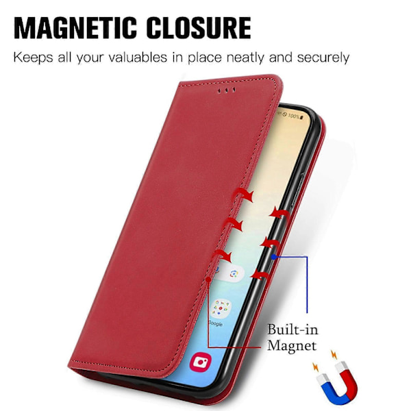 Retro Magnetiskt Läder Skal med Hudkänsla Red For Samsung Galaxy S24+ 5G