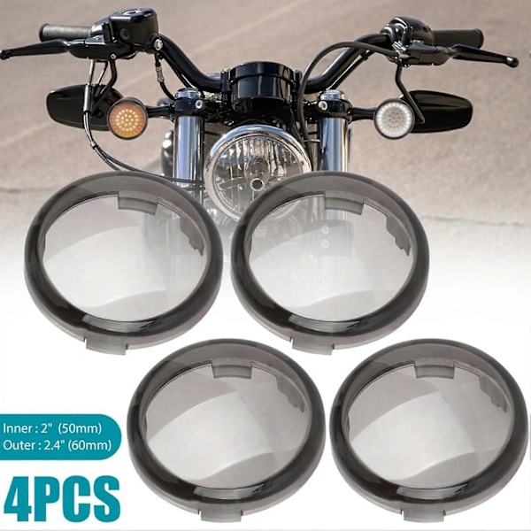 4 st Anti-rök Blinkerslins Skydd Motorcykel Lampskärm ABS Ljusskydd för Harley-Davidson