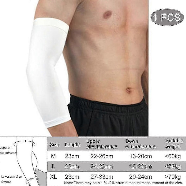 Andningsbara, snabbtorkande, UV-resistenta löparärmar, basketarmbågsskydd, träningsarmbågsskydd HY D White XL