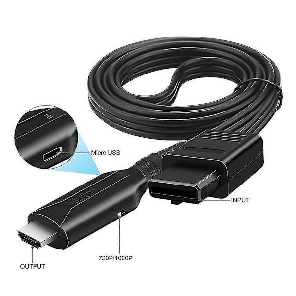 N64 til HDMI Konverter Kabel - Plug And Play 1080p HD Link til N64/Gamecube/SNES - Wiistar HD Kompatibel