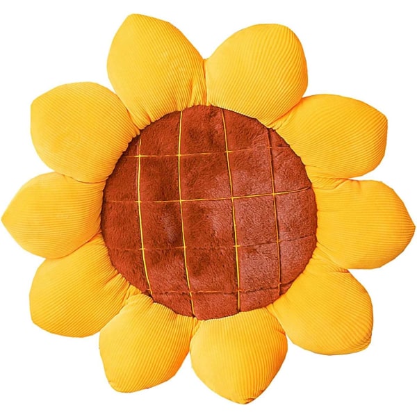 Pude i form af en solsikkeblomst, gul solblomst