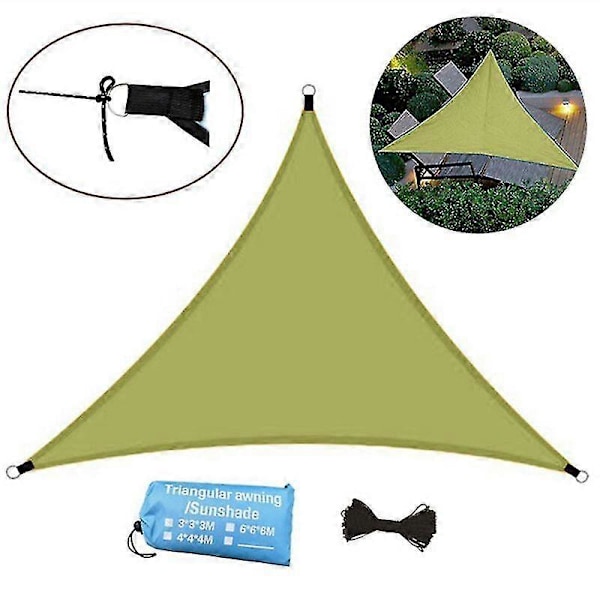 Trekantet solsejl, vandtæt baldakin til terrasse, UV-beskyttende markise til have og baghave Army Green 3x3x3