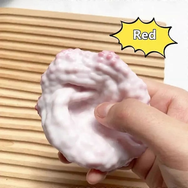 Stressboll med druvform, färgglada pärlor formbar vakuumboll stressboll squishy leksak Red