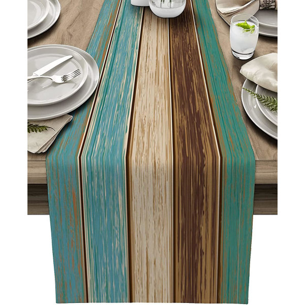 33 X 183 cm sininen pöytäjuoksija pellava vihreä pöytäjuoksija retro rustiikki navetta puu sininen harmaa säkkikangas suorakulmainen pöytäasetus sisustus maalaistalon häät osa