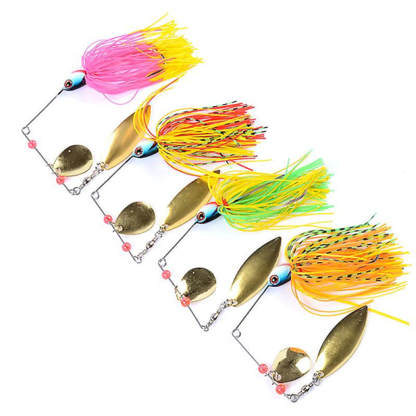 Fiskesluk Fiskesøker 4 stk Hard Fiskespinner Sluk Spinnerbait Gjedde Bass Crankbaits Kunstig Agntakkelkrok