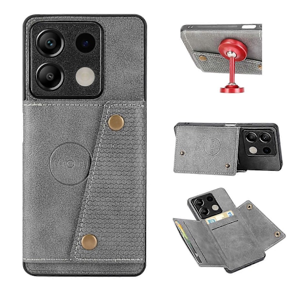 Til Xiaomi Redmi Note 13 5G Etui PU Læder+TPU Anti-fald Telefon Cover med Kortholder Style C