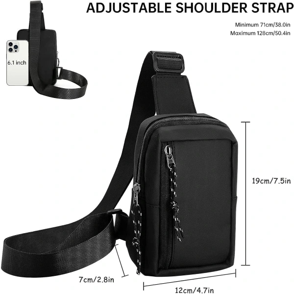 Mini Sling Bag - Herr Dam Liten Vattentät Crossbody Casual Telefon Rintalaukku vaellukseen