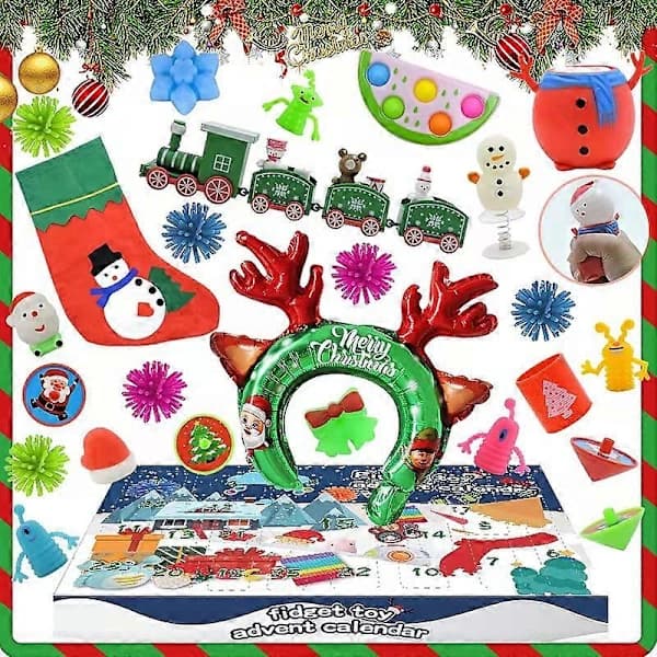 24-delt DIY Hånddrevet Overraskelsesboks - Julekalender, Legetøjsgave til børnefødselsdag.SA