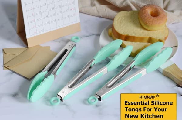 Praktiska Kökstänger Silikon Matlagningstänger Grilltänger, Set om 3 Mint