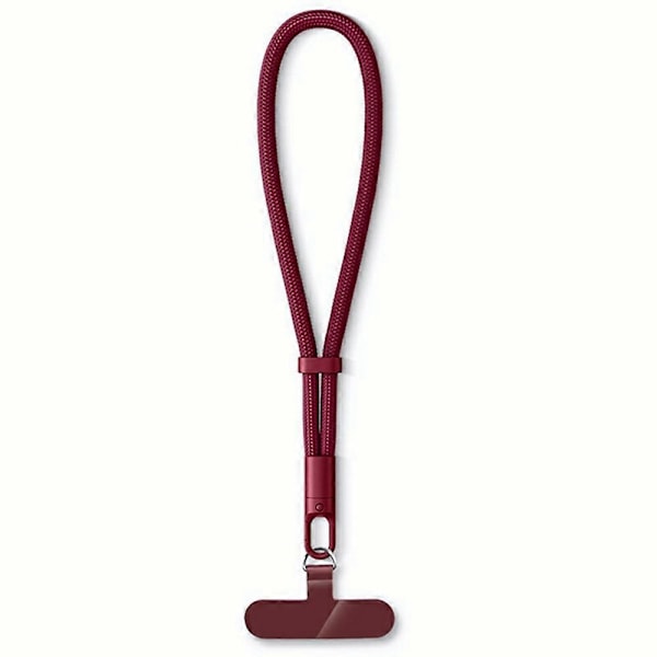 7 mm säädettävä rannehihna itselukittuva puhelinnauha kiinnityslenkillä, 360 astetta pyörivä koukku - Wi Wine Red