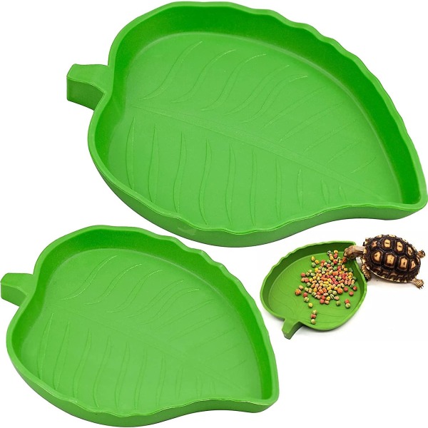 2 Pieces Reptile Food Water Bowl Turtle Waterer Reptile Dish For Small Pets Reptile, Tortoise, Lizard, Spider, Scorpion (green)