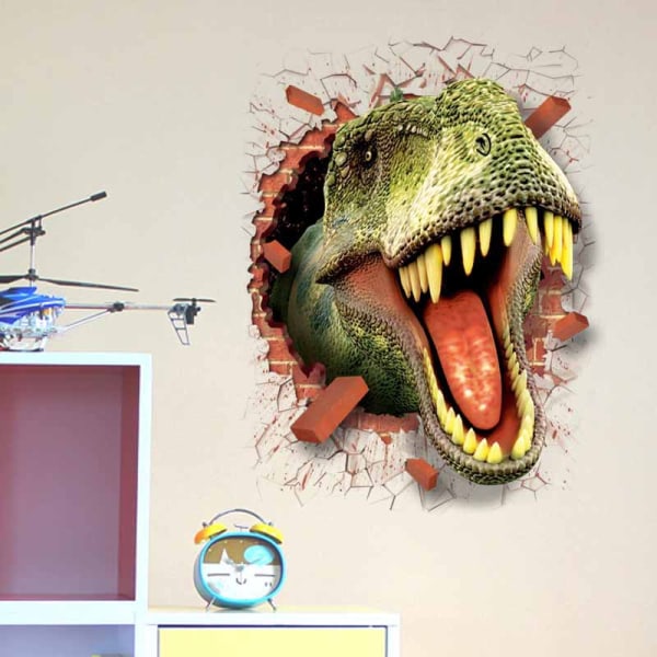 Avtagbar 3D-dekal (3D-dinosaurier som öppnar mun (19,7" x