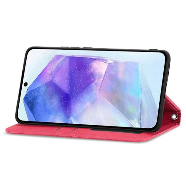 Retro Magnetiskt Läder Skal med Hudkänsla Red For Samsung Galaxy A55 5G