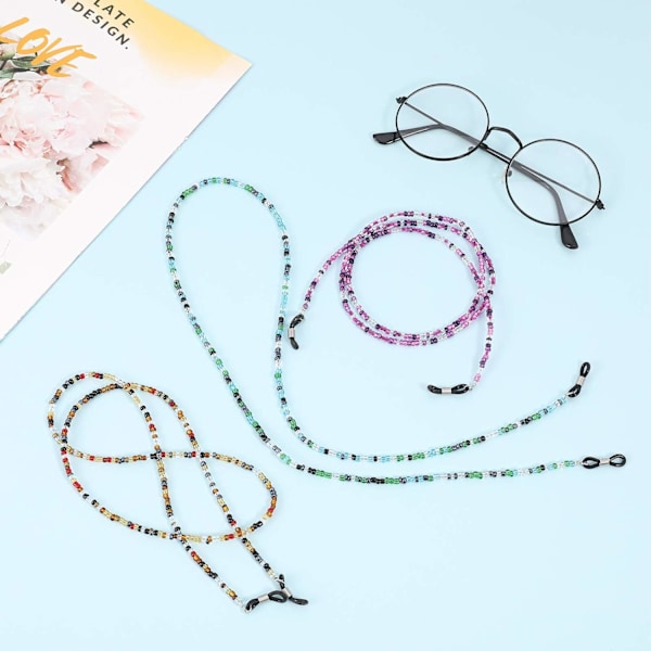 3 stk. Brillekjede, Brillekjede Perle Brillerem Anti-skli Brillekjede Brillesnor Solbrillerem Lanyard Briller