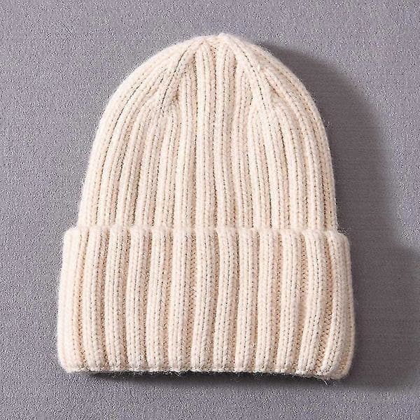 Vintermössa med sidenfoder för dam och herr, unisex, tjock, grovstickad, randig, varm, mjuk kashmirstickad mössa Bl,A