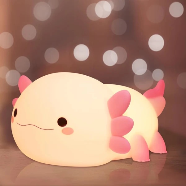 Axolotl Natlampe, Sød Axolotl Lampe til Børn, Blød Silikone Børneværelse Natlampe LED Touch Light