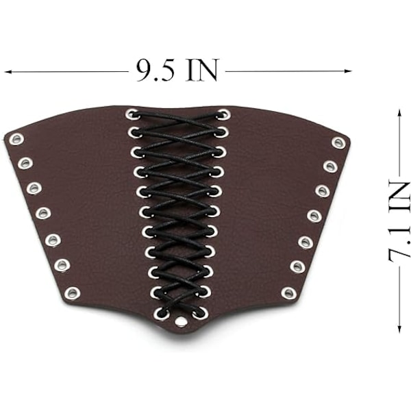 2 st Armmanschetter för män Steampunk Rustning Armband PU Läder Manschetter för Kostym Brown
