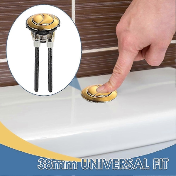 38mm Toalett Dubbel Spolning Tryckknapp, Universal Guld Cistern Toalett Spolningsknappar Standard Ersättningsdel Tillbehör för Badrum Toalett Vattentank