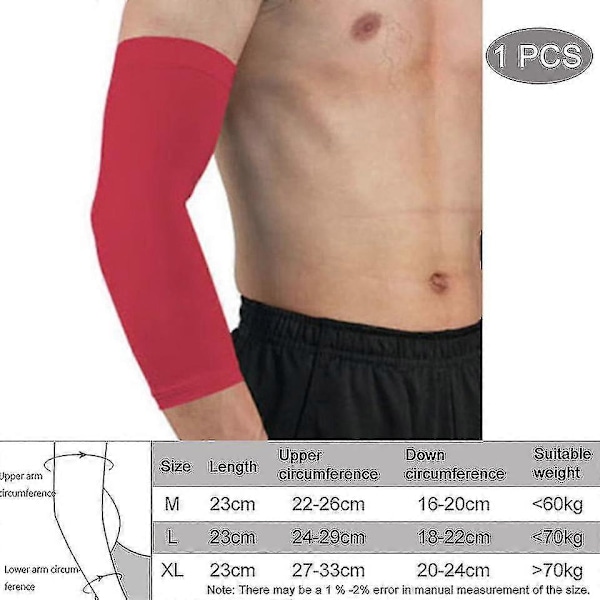 Andningsbara, snabbtorkande, UV-resistenta löparärmar, basketarmbågsskydd, träningsarmbågsskydd HY D Red XL