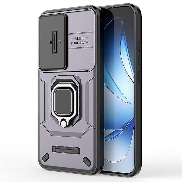 Skal för Oppo Reno13 5G (Global) PC TPU Ställ Telefon Skydd med Linsskydd - Lila Purple