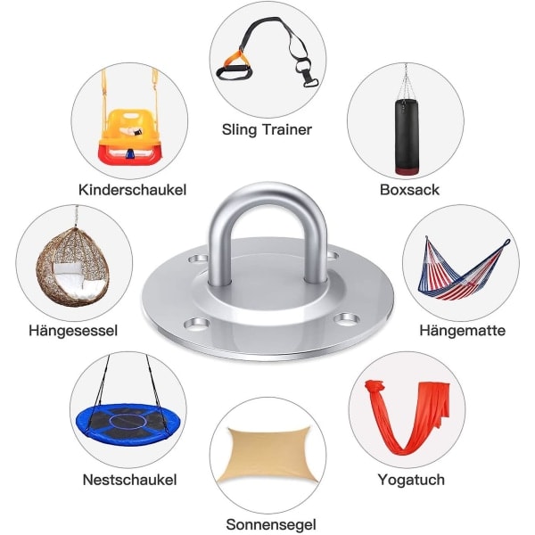 Tagbøjle Hængekøje Premium rustfrit stål beslag op til 400 kg til hængekøje Hammer Bookbag Sling Trainer Yogaduk markise nes