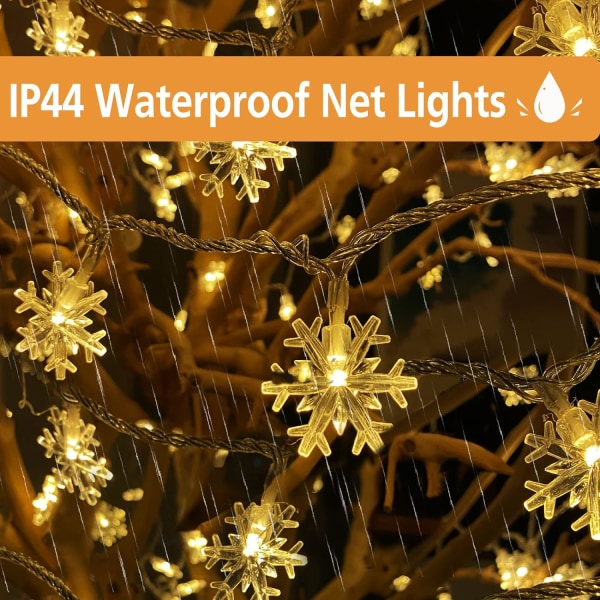 80 LED joulun lumihiutale valot, 32 jalkaa sisätiloissa