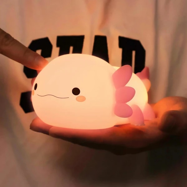 Axolotl Natlampe, Sød Axolotl Lampe til Børn, Blød Silikone Børneværelse Natlampe LED Touch Light