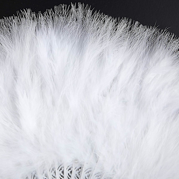 Fjer Vifte, Vintage Folde Vifte Flapper Hånd Vifte - White
