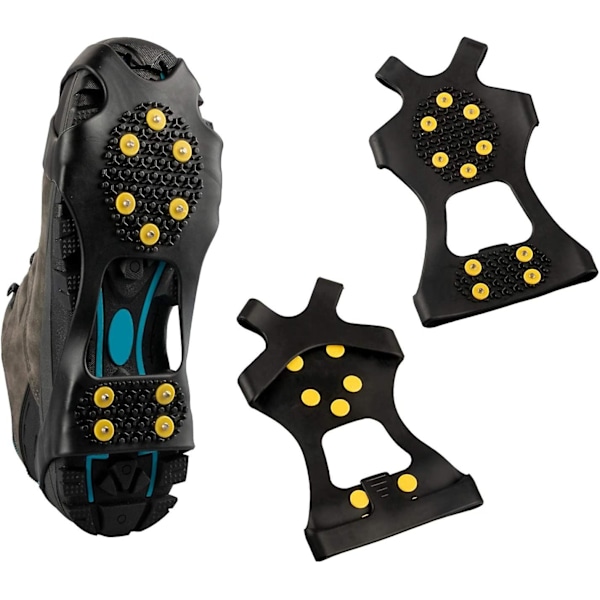 Halkskyddande Stretch Snö- och Isgrepp 10-dubbs Spikar Över Sko Dragbroddar Stegjärn Gummi Slip-on