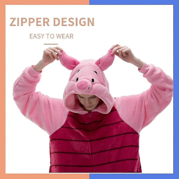 Tonwhar Spædbarn Tiger Dinosaur Dyre Udklædning Kostume Hætte Romper Jumpsuit Piglet M