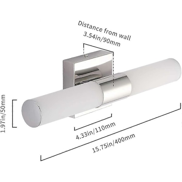 Baderomsbelysning, 7degobii 16\" tommer 16w 6000k Krom LED Speil Lys For Baderom Vegglamper Bar Lig