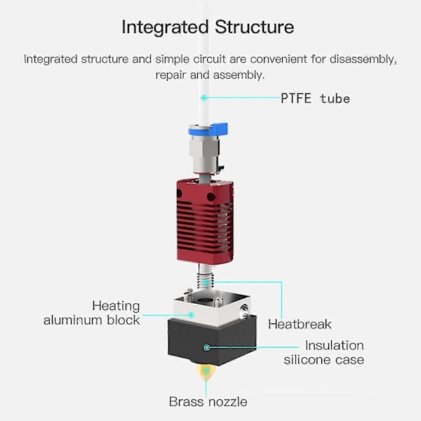 Ender 6 Hotend, Monterat Hotend-kit för Ender-6 3D-skrivare, 3D-skrivare Extruder Monterad Mk8 Hot Premium Gåva till mig