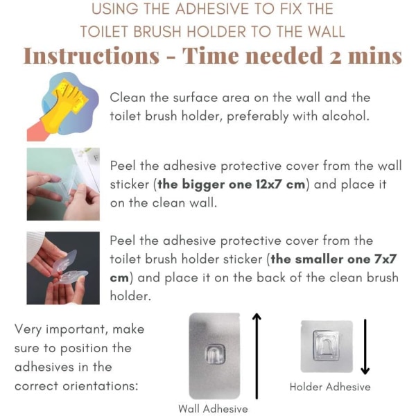 Paket med 10 självhäftande klistermärken Ersättning för väggmonterad toalett