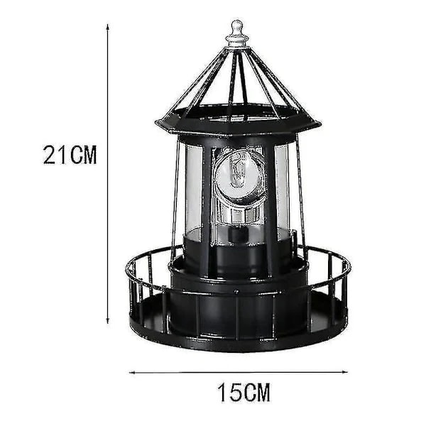 Soldriven LED-fyr, 360 graders roterande trädgårdslampa
