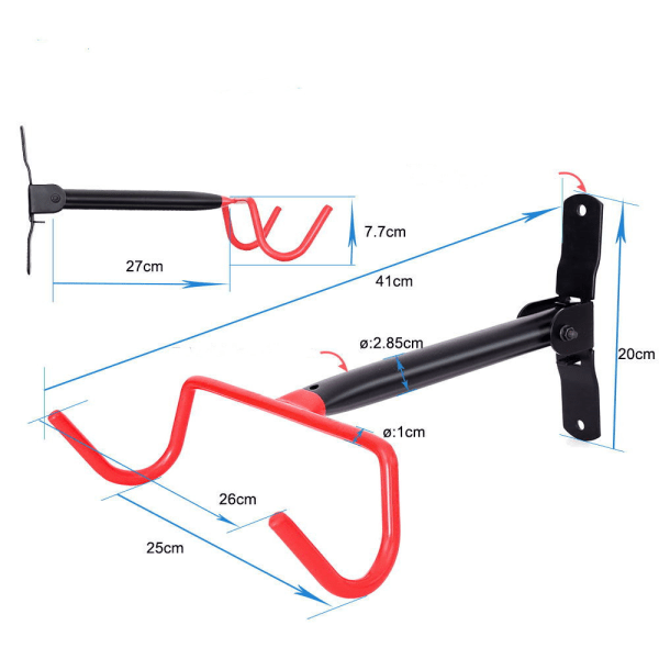 Metallisk sykkelveggfeste - Foldbar sykkelstativ - Plassbesparende sykkel