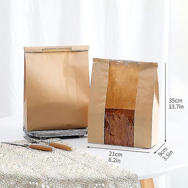 25 st Brödpåsar Papper Bageripåse Med Fönster För Surdegsbröd
