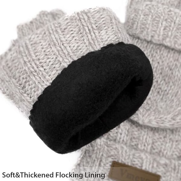 Winter Knit Convertible Fingerless Gloves Warm Woolen Mittens M