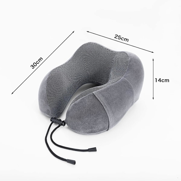Resekudde Nackkudde Memory Foam Mjuk Komfort och Stöd Rese Flyg Nackkuddar, U-formad Kudde för Sömn Grey