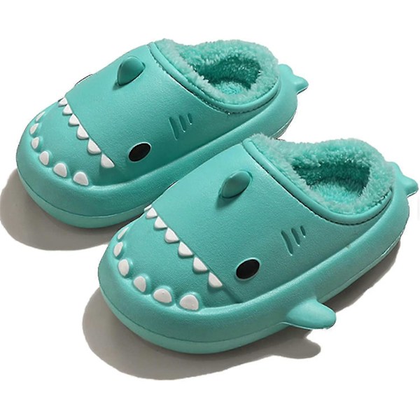 Vinterhaj Sutsko Hajesko Herre Og Dame Memory Foam Sød Tegneserie Plysset Fluffy Varmt Forede Sutsko Green 36-37