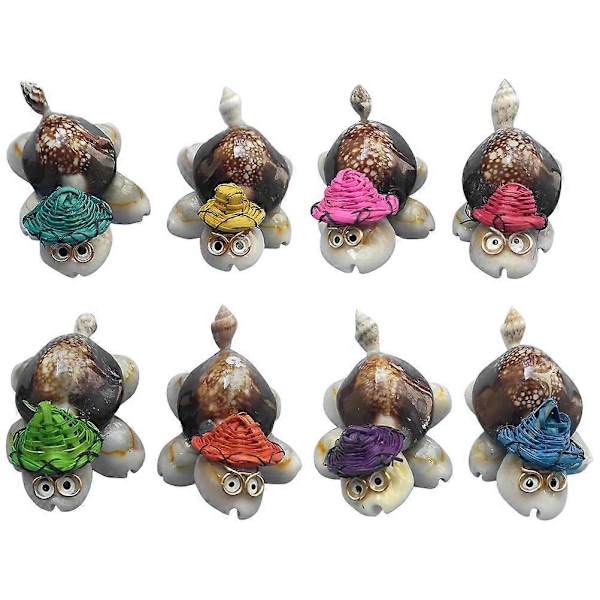 8 st Sköldpaddsdekorationer Små Snäcksköldpaddor Ornament Realistiska Sköldpaddsfigurer