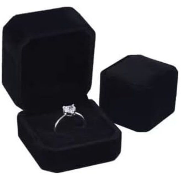 1 st Sammet Örhänge Ring Brosch Manschettknapp Boxar för Smycken Presentförpackning Ringbox för Förlovningspresent Små Ring Presentförpackningar Ringbox Bröllopsdag Frieri black