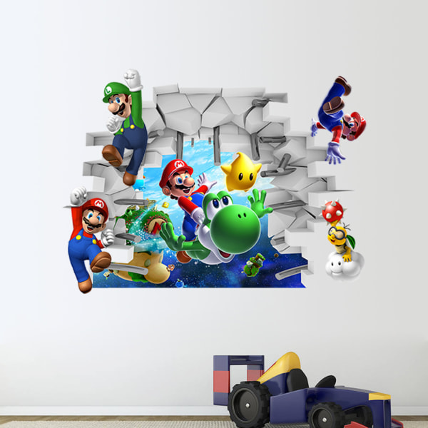 Giant Super Mario Bros. Väggdekaler Yoshi och Mario Peel och