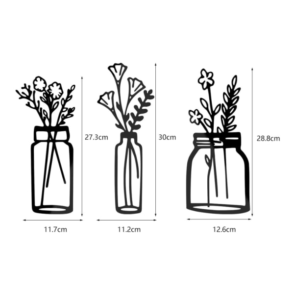 3-delt blomsterveggdekor Minimalistisk vase veggkunst Tulip