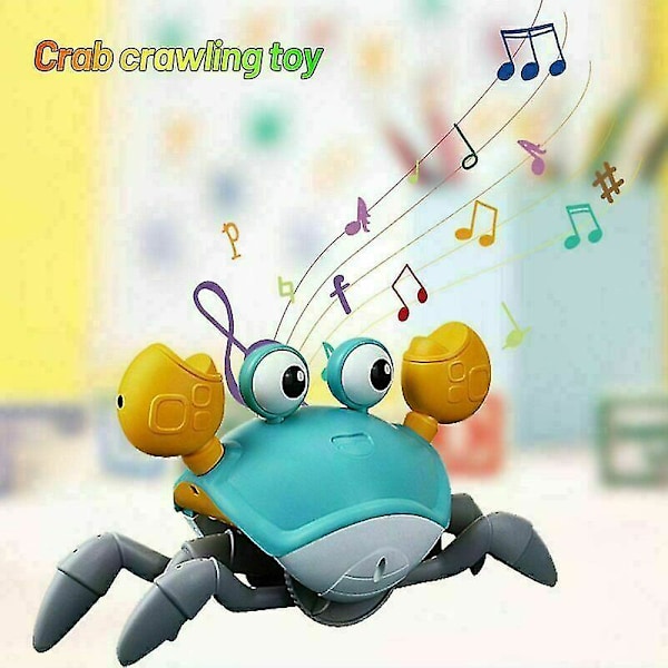 Elektrisk Kravlelegetøj + Musik LED Lys USB Genopladelig - Yellow Crab
