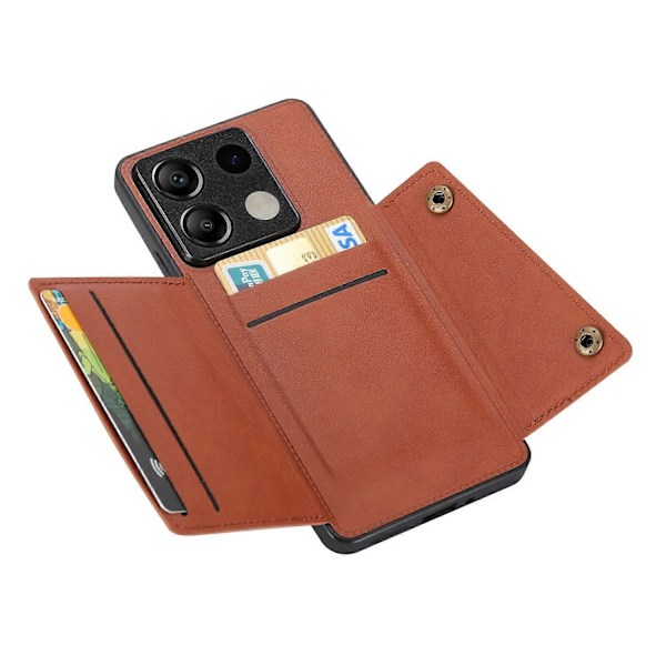 För Xiaomi Redmi Note 13 5G Fodral PU Läder+TPU Anti-fall Telefonskal med Korthållare Style A